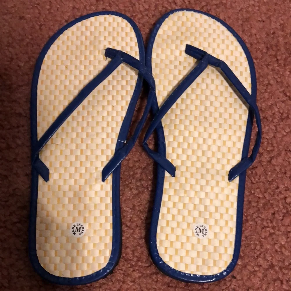 Adorable Blue Straw Flip Flops